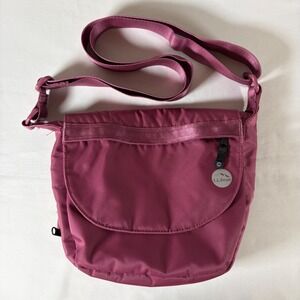 LL Bean Nylon Crossbody Messenger Bag Plum Magenta Expandable Travel Purse